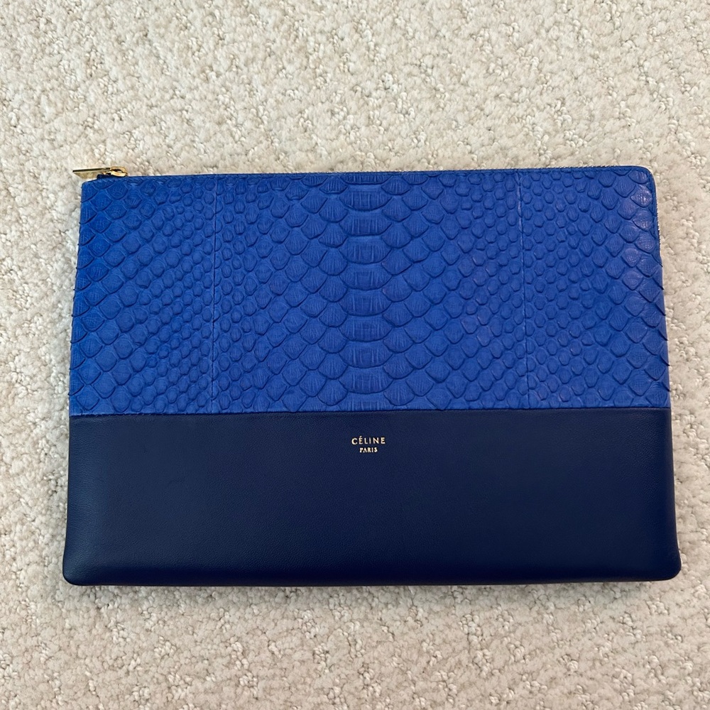 Celine Blue Python Leather Zippy Pouch - image 3